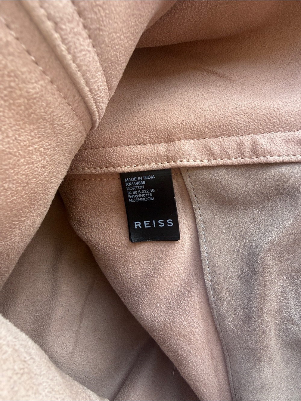 Reiss Taupe Suede Tote with Light Gray Trim - Picture 10 of 16